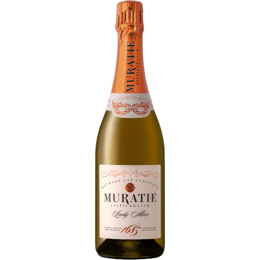 Muratie Lady Alice 2020 sparkling wine bottle showing red berry fruit and fine mousse texture.