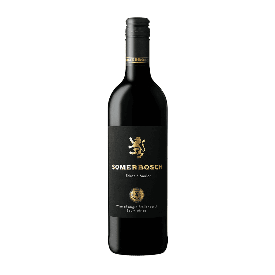 Somerbosch Shiraz/Merlot wine bottle from Stellenbosch, South Africa.