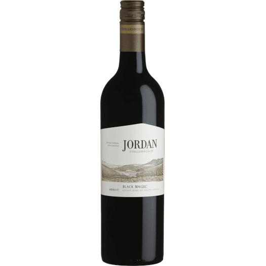 Jordan Black Magic Merlot 2023 from Stellenbosch wine region. Rich Merlot showing ripe plum fruit, cocoa notes and layered oak spice with a smooth, full-bodied and elegant finish.