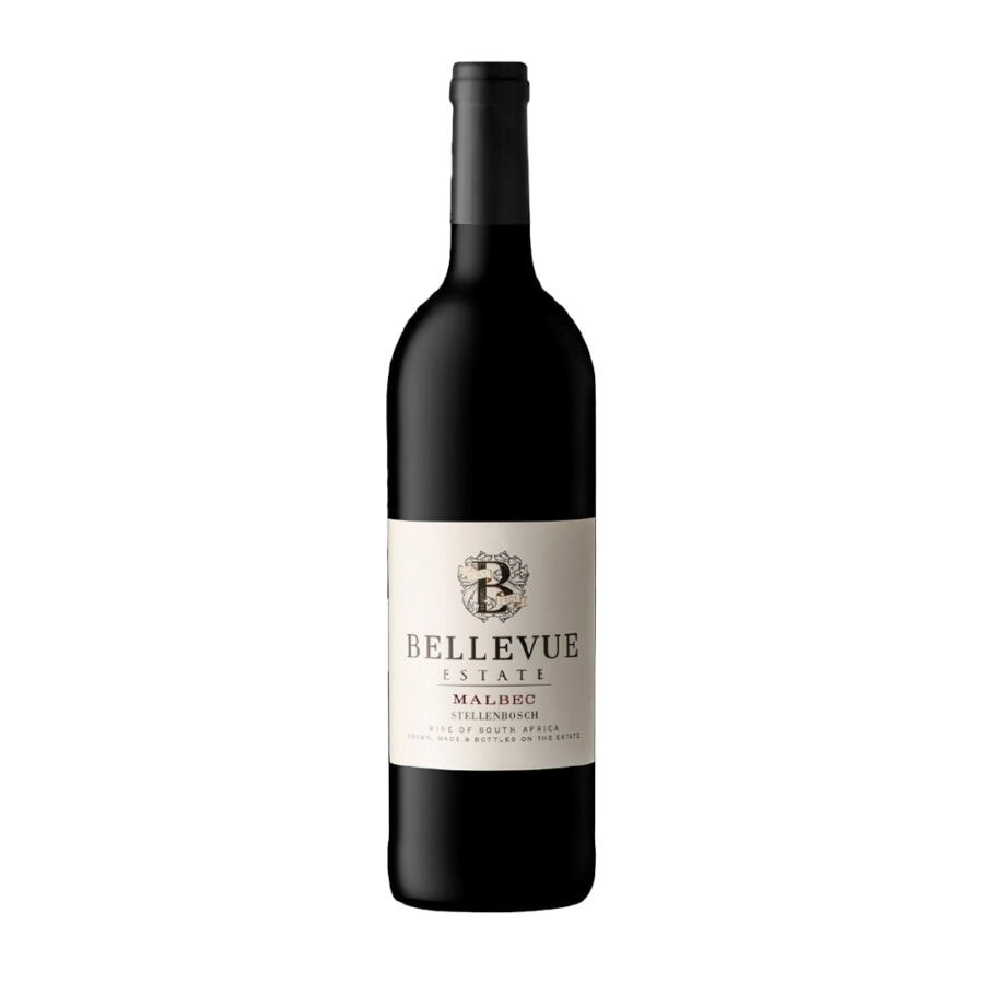 Bellevue Malbec 2023 bottle showing deep ruby colour with wild aromatic Malbec character