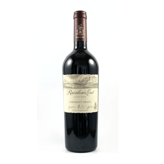 Rainbow’s End Cabernet Franc Bottle 2022-2024 showing dark purple colour, juicy fruit core and smooth balanced tannins
