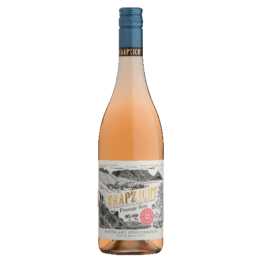 Kaapzicht Pinotage Rosé 2024-2025 from Stellenbosch, showcasing elegant pink hues.