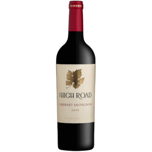 The High Road Cabernet Sauvignon 2020-2023 bottle showing deep garnet Stellenbosch red wine with structured oak profile