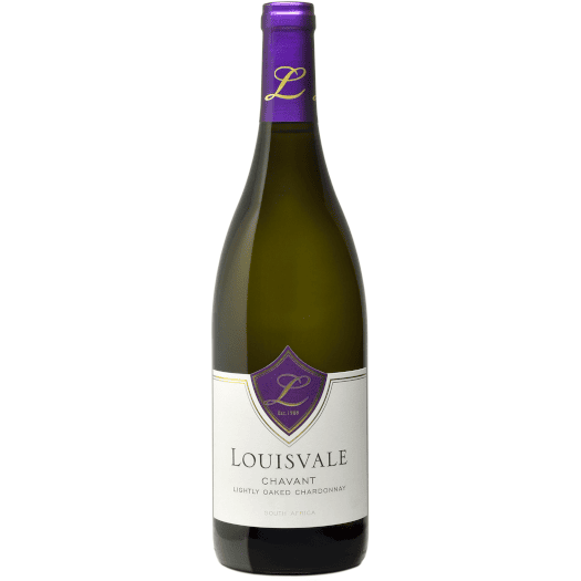 Bottle of Louisvale Chavant 2024 with lightly oaked Chardonnay texture, ripe peach and smooth citrus freshness.