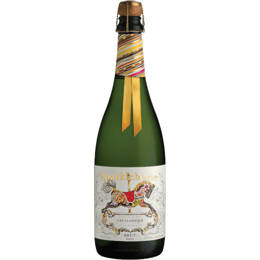 Sparklehorse Cap Classique 2019 wine - Alette van Vuuren; Bottle of Ken Forrester Sparklehorse Chenin Blanc Cap Classique 2023 featuring warm golden tones and full-bodied visual richness.