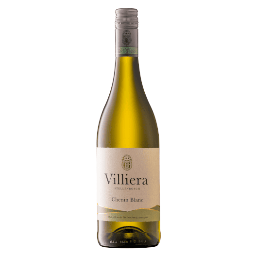 Bottle of Villiera Chenin Blanc 2025 with tropical fruit aromas, rich palate and balanced fresh finish.