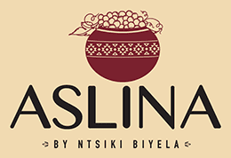 Aslina by Ntsiki Biyela logo with a traditional pot of grapes
