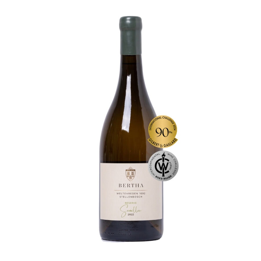 Bertha Semillon 2023 white wine bottle from Stellenbosch with creamy texture and rich finish