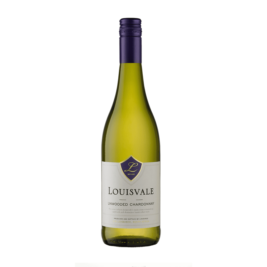Louisvale Unwooded Chardonnay from Stellenbosch, showcasing vibrant flavors and crisp acidity.