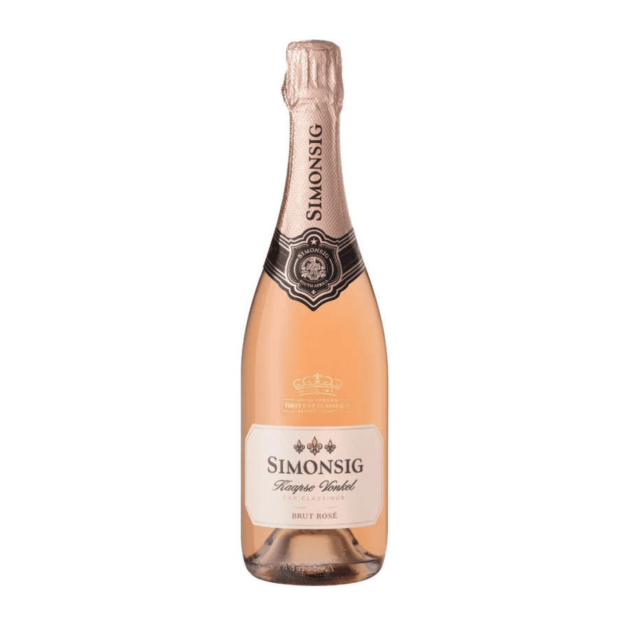 Sparkling Simonsig Kaapse Vonkel Brut Rosé, a premium South African wine.