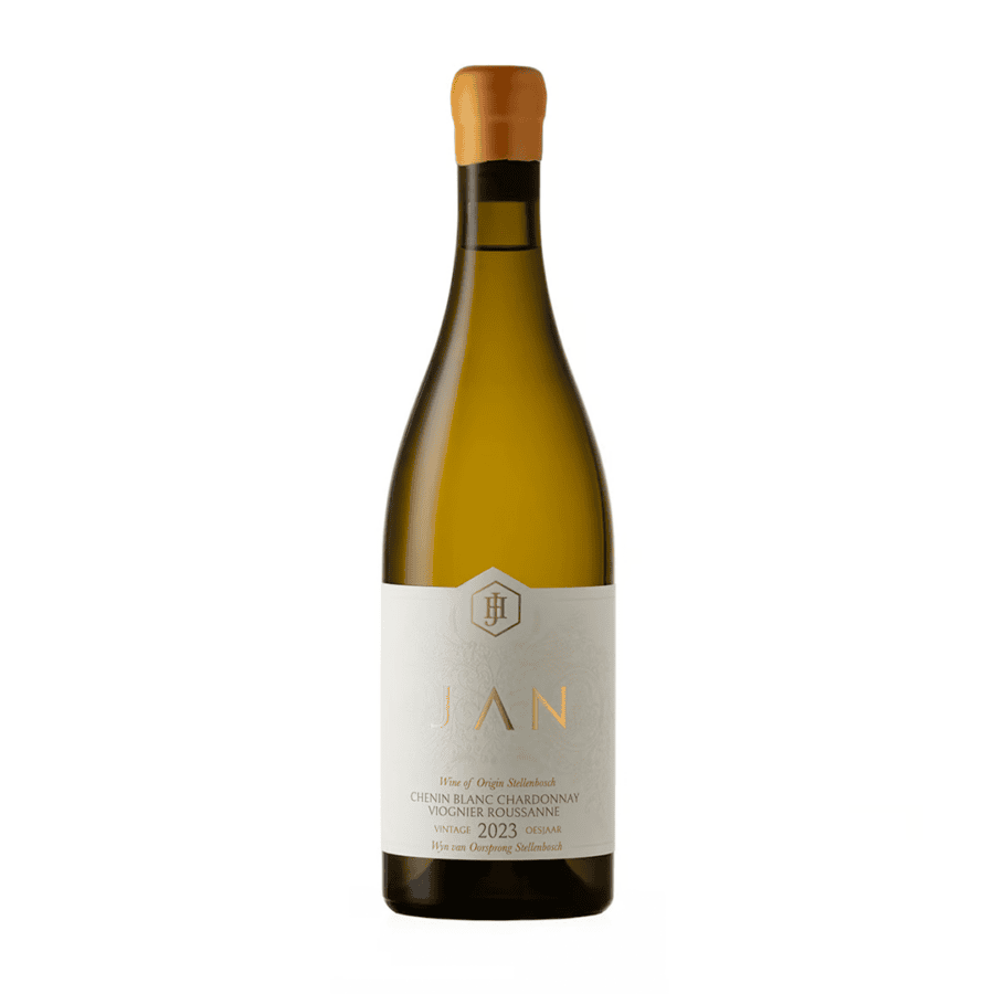 Zevenwacht JAN Chenin Blanc Chardonnay Viognier Roussanne 2025 wine bottle showing mandarin and white nectarine aromas