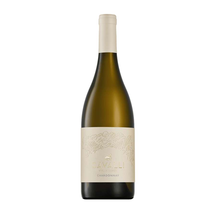 Cavalli Chardonnay 2025 wine bottle showing citrus zest, buttery texture and elegant complex Chardonnay structure.