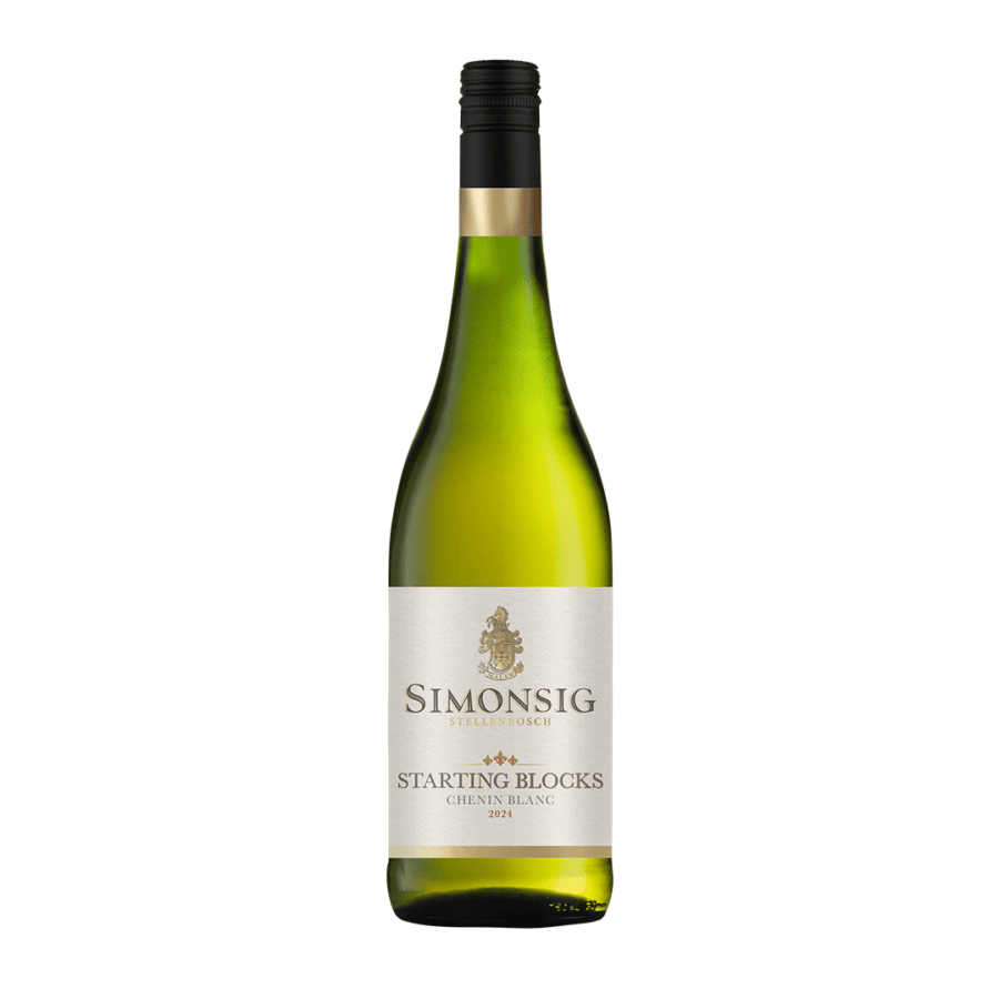 Simonsig Starting Blocks Chenin Blanc 2024-2025 white wine bottle with fresh citrus and pear character