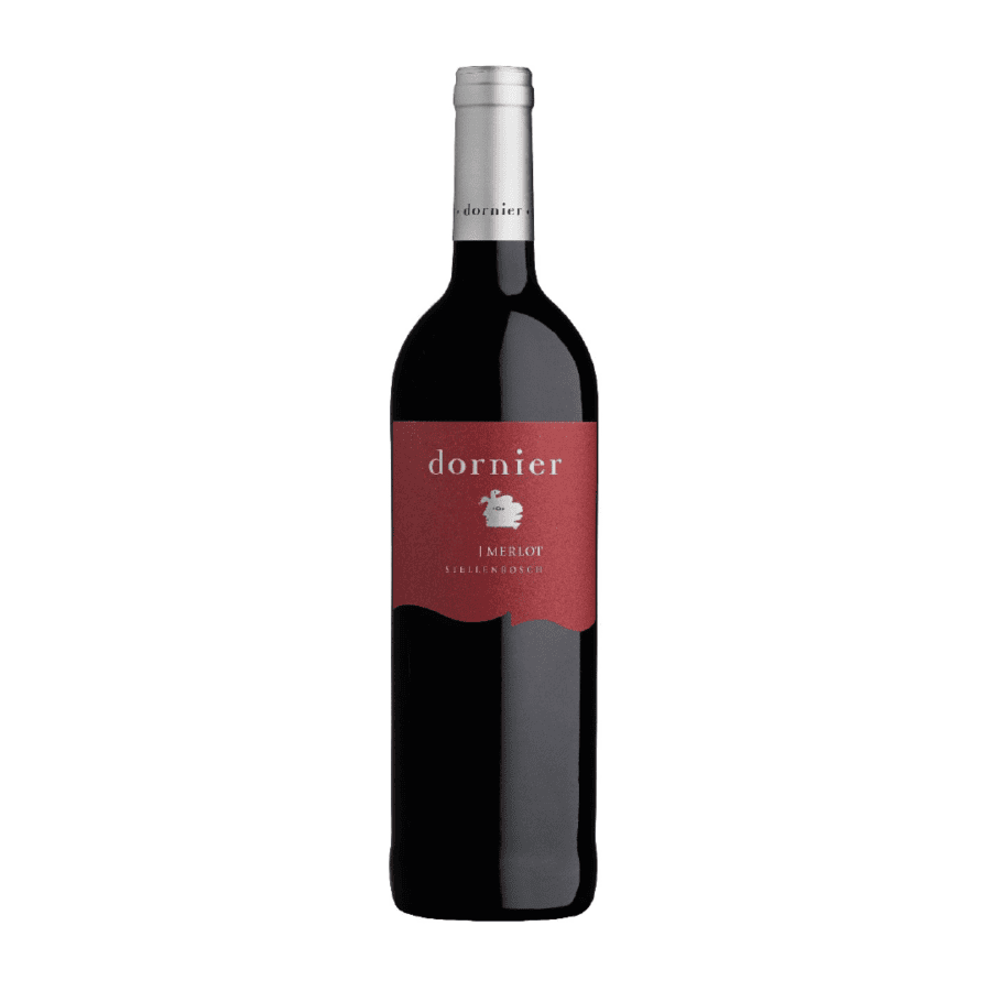 Dornier Merlot from Stellenbosch, showcasing rich red wine elegance.