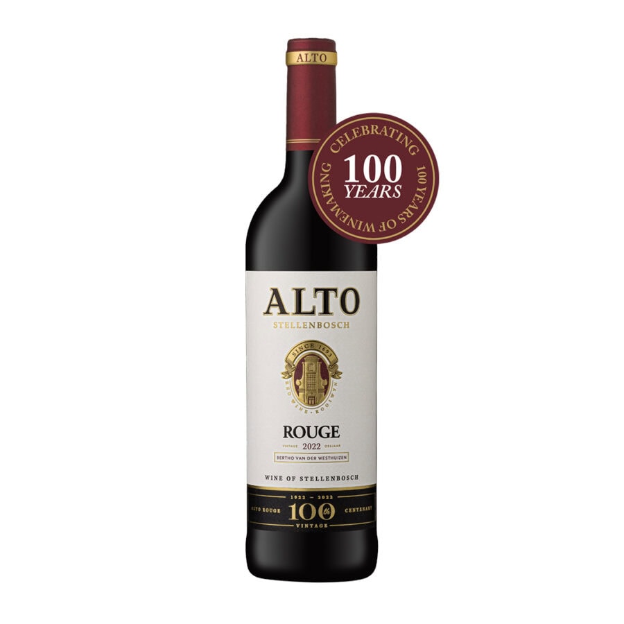 Alto Rouge 2022, a premium Stellenbosch wine celebrating 100 years of winemaking.