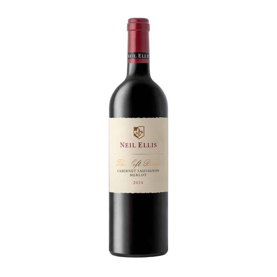 Neil Ellis The Left Bank Cabernet Sauvignon Merlot 2020-2021 bottle, elegant with cursive script labeling.