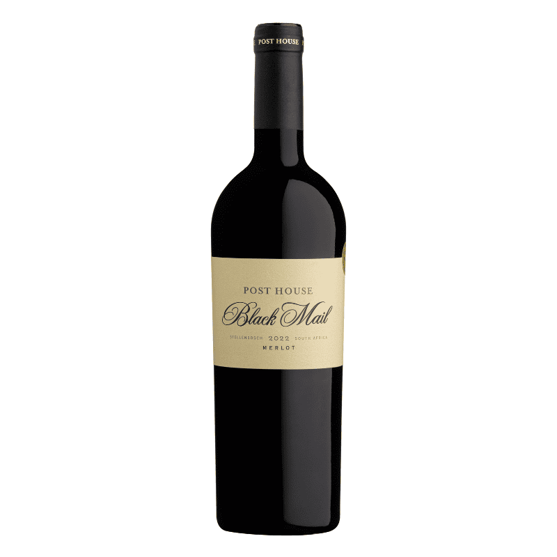 Post House Black Mail 2022 Merlot from Stellenbosch, South Africa.