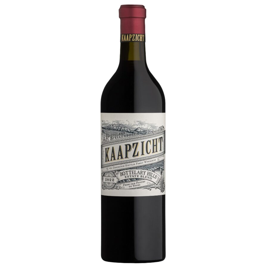 Kaapzicht Bottelary Hills Estate Blend 2022-2023, Stellenbosch wine with notes of dark berries and cherries