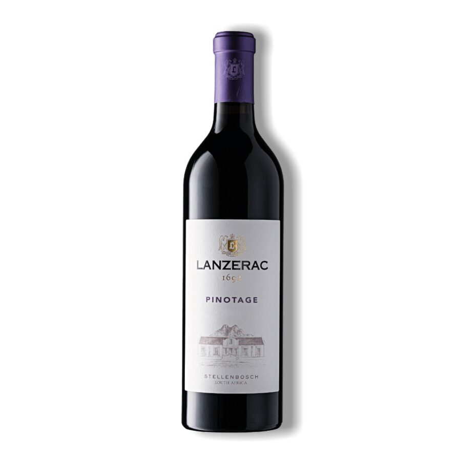 Lanzerac Pinotage bottle from Stellenbosch, showcasing South African wine heritage.