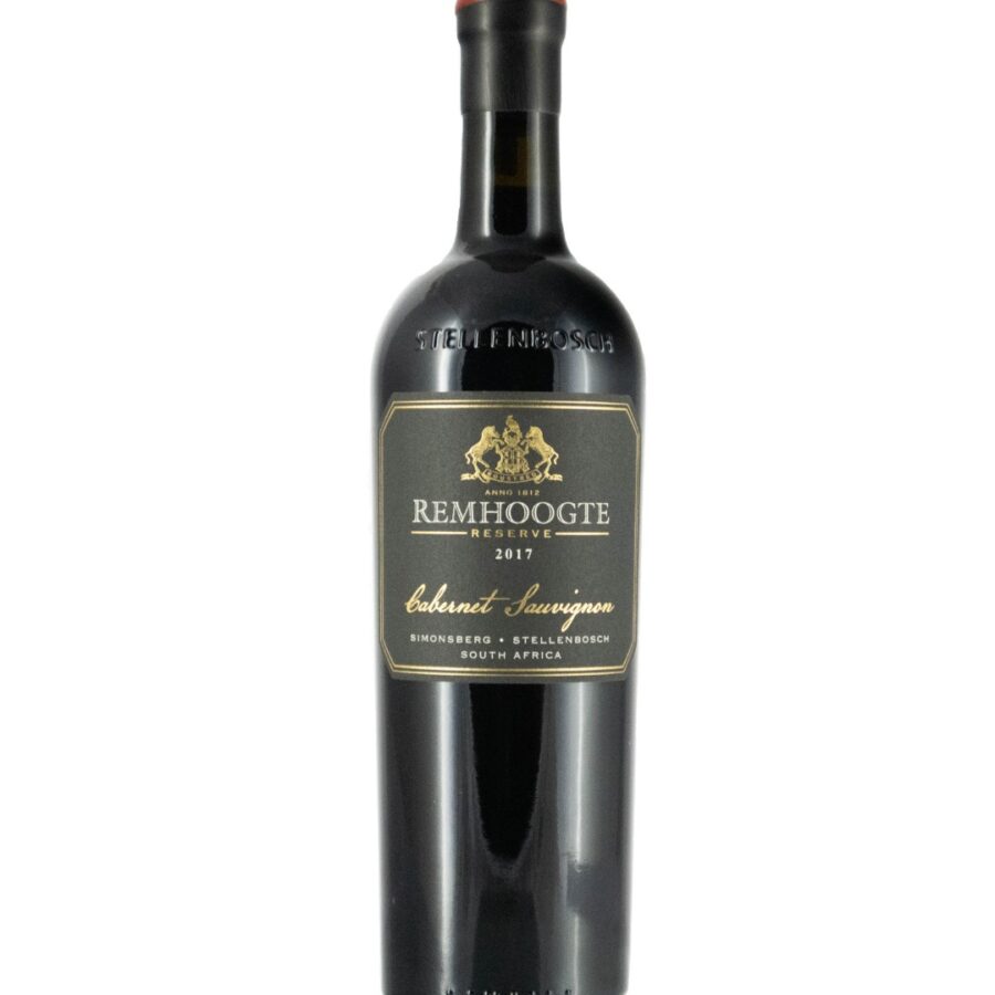 Remhoogte Cabernet Sauvignon Reserve 2017-2021 bottle showing deep ruby colour and structured oak-ageing