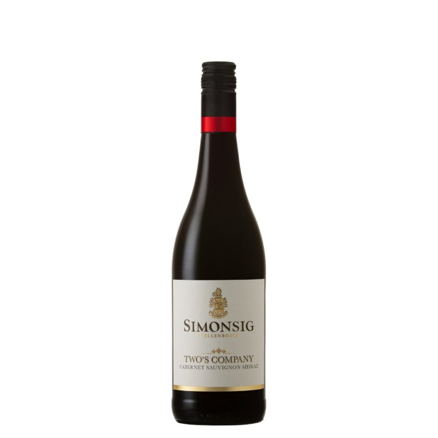 Simonsig Two’s Company Cabernet Sauvignon Shiraz 2022 Stellenbosch red blend wine bottle