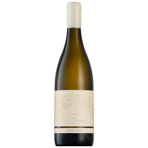 Bottle of Cavalli Reserve White 2024-2025 with apple, brioche notes and elegant textured white blend freshness.