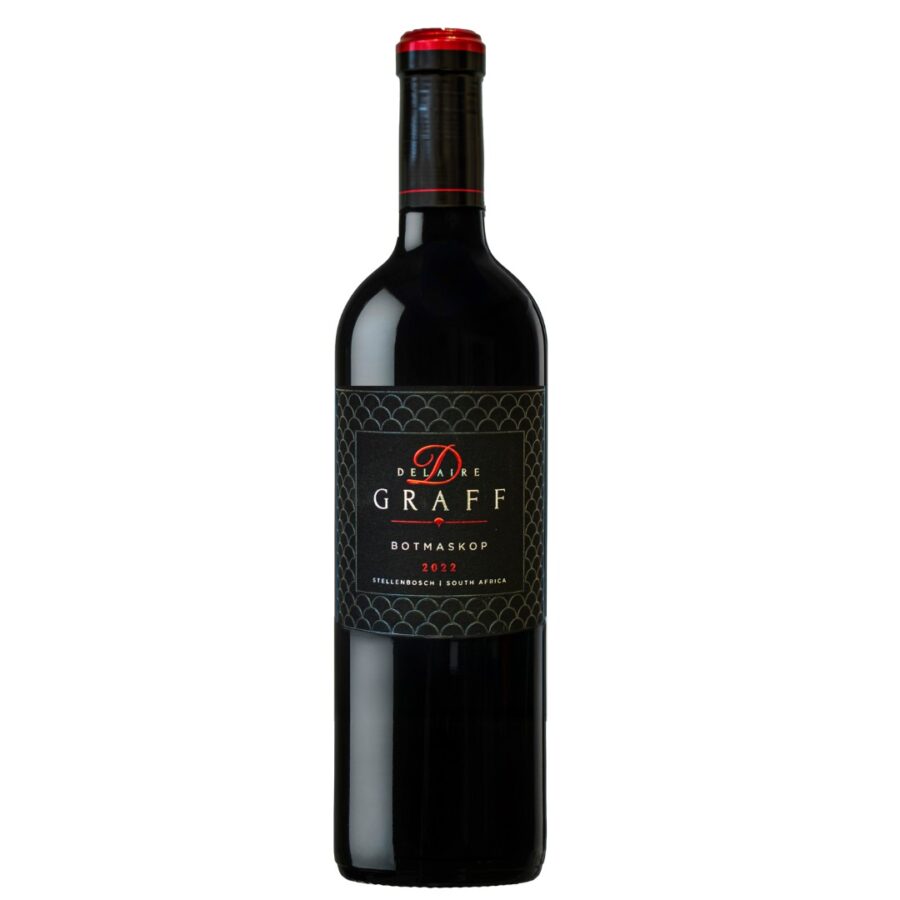 Delaire Graff Botmaskop 2022 bottle showing cassis, blackberry and liquorice flavours with elegant spice and lingering tannins