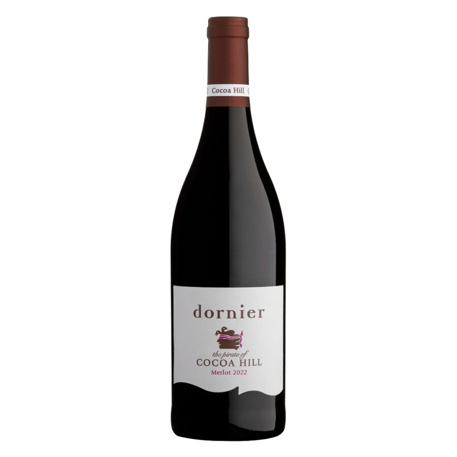 Dornier Cocoa Hill Merlot 2022 Stellenbosch Merlot bottle with concentrated berry fruit, fresh acidity and lingering finish