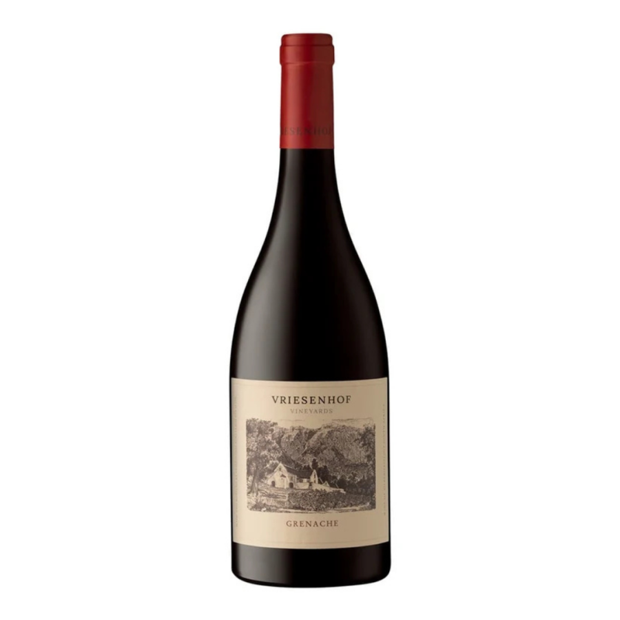 Vriesenhof Grenache 2022 bottle with estate illustration